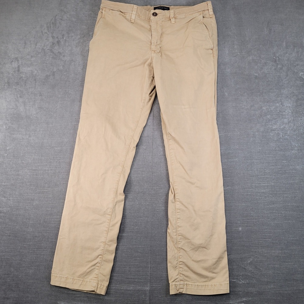 American Eagle Slim Straight Chino Pants Mens 32x30 Tan Ne(x)t Level Flex Cotton